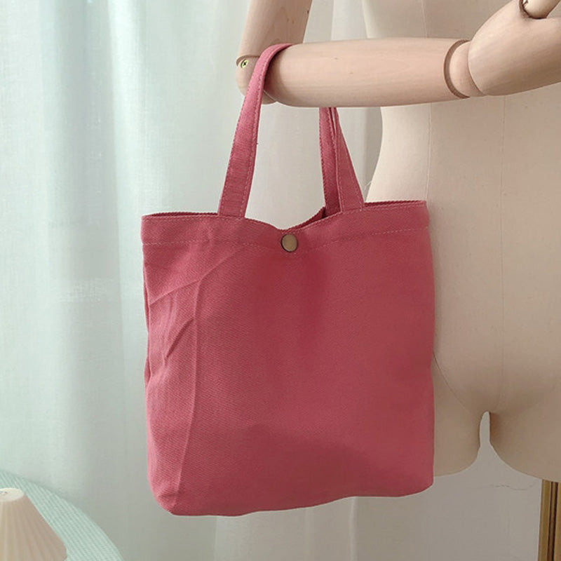 561 Solid Color Canvas Tote Bag Snap Button Small Handbag for Travel Shopping 561 Solid Color Canvas Tote Bag Snap Button Small Handbag for Travel Shopping